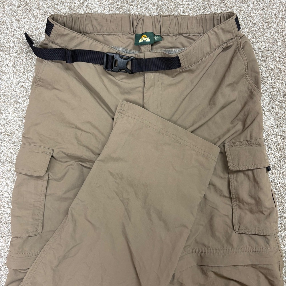 Eastern Mountain Sports EMS Convertible Hiking Cargo Belted Pants Mens 34x34 Tan